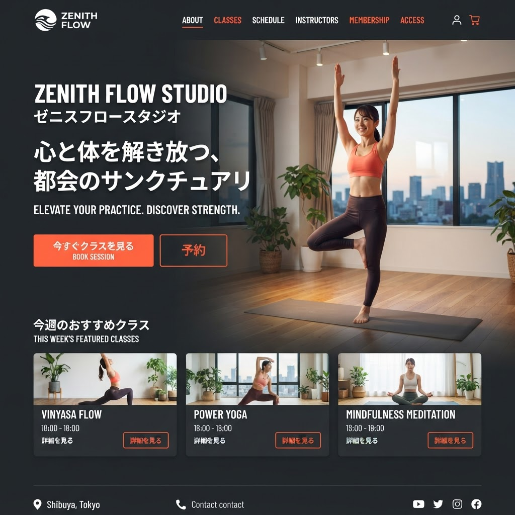 フィットネス・ヨガスタジオのウェブサイト制作事例